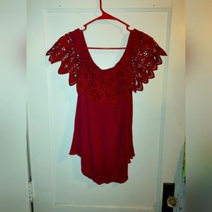 Red lace tank top